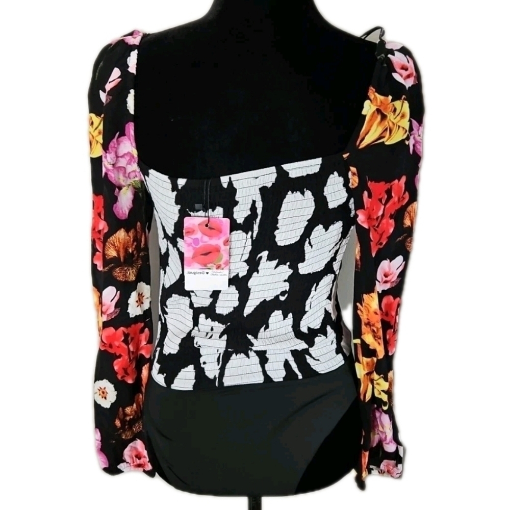 Desigual Womens Christian Lacroix Floral Blouse Bodysuit M - Picture 8 of 15